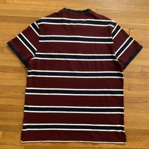 Polo Ralph Lauren Shirt Mens 2XL Maroon White Navy Striped Crest Custom Slim Fit - Picture 7 of 8